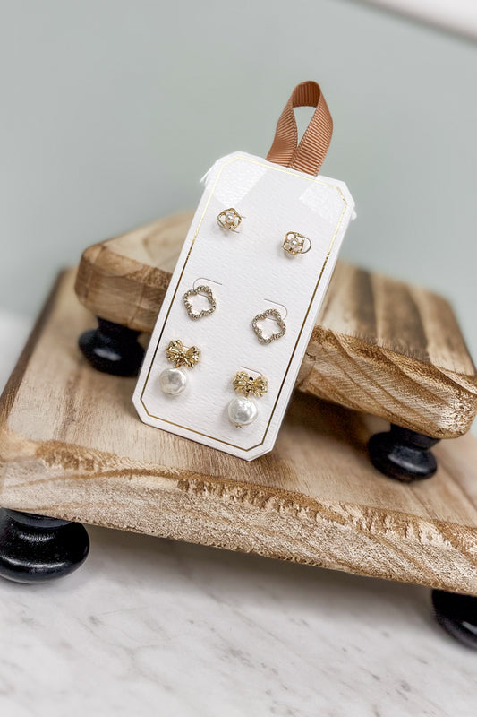 Bow & Clover Earrings Set
