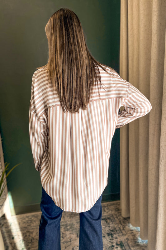 Striped Collared Button Down Top