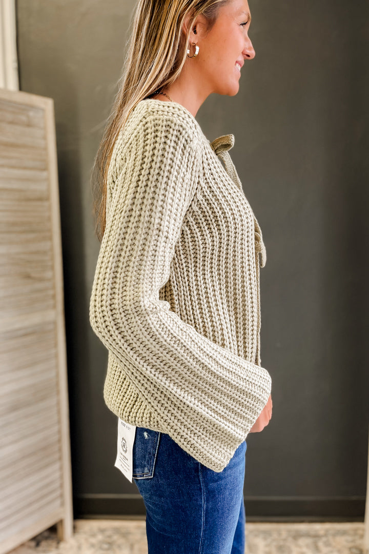 Tie Front Knit Sweater