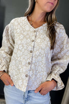 A boho style floral textured top for women