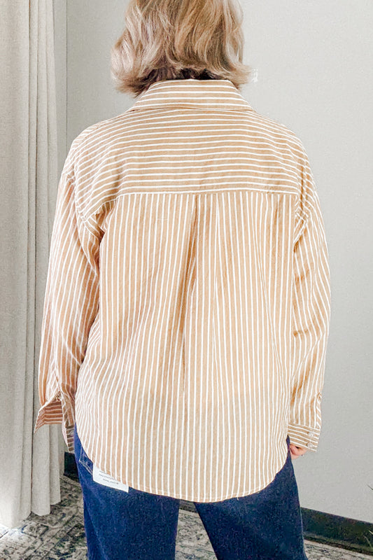 Vertical Stripe Collar Top