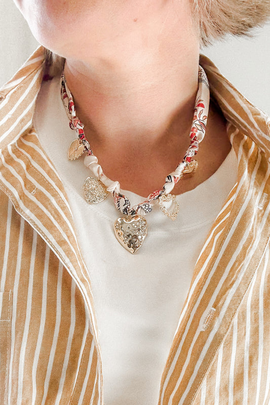 Heart Star Fabric Necklace