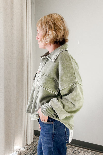 Acid Wash Fleece Shacket