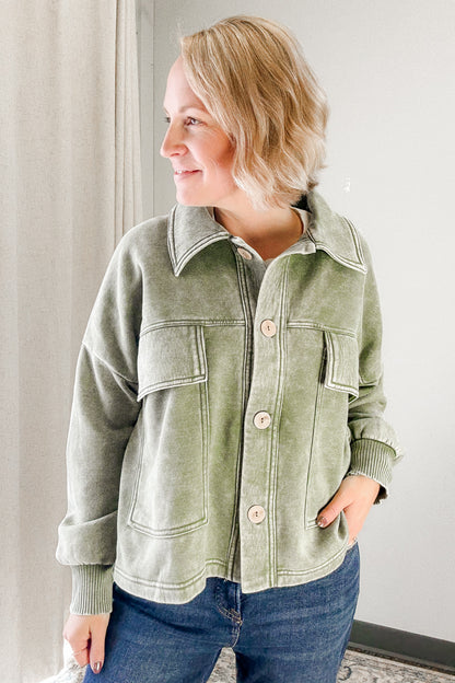 Acid Wash Fleece Shacket