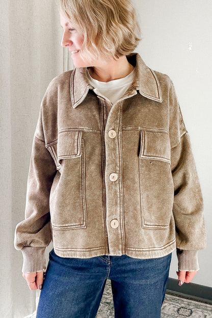 Acid Wash Fleece Shacket