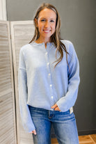 Relaxed-fitting button up cardigan light blue