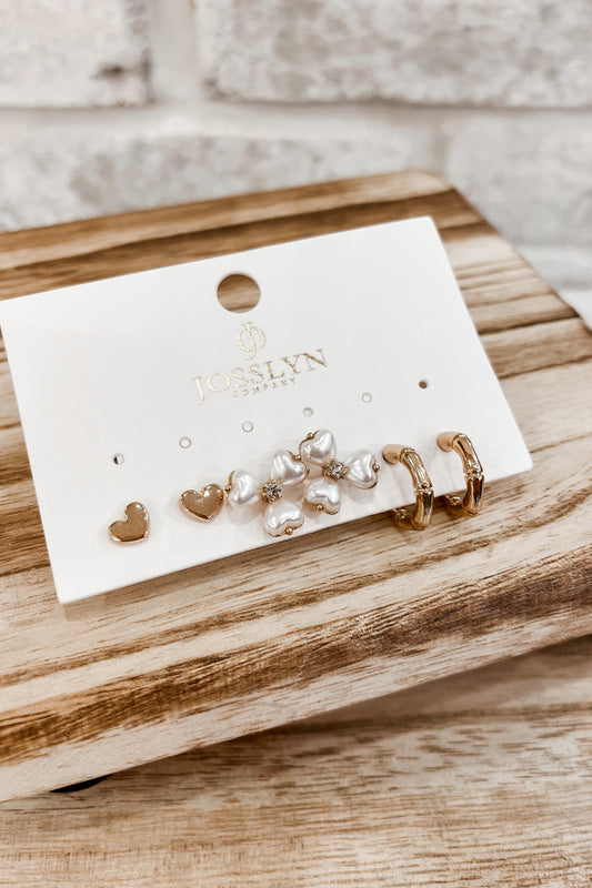 Pearl & Heart Hoop Set