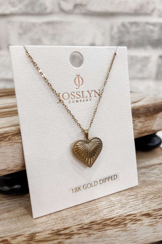 Ridge Heart Pendant Necklace