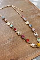 colorful gem gold clover necklace