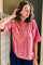 Button short sleeve tee in mineral wash for women pink