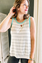 Flowy striped tank top with contrast mint