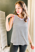 Flowy striped tank top with contrast  purple
