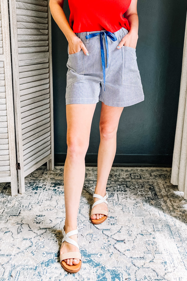 Striped Drawstring Shorts