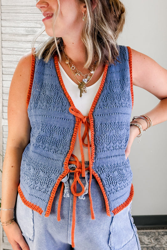 Crochet Tie Front Top