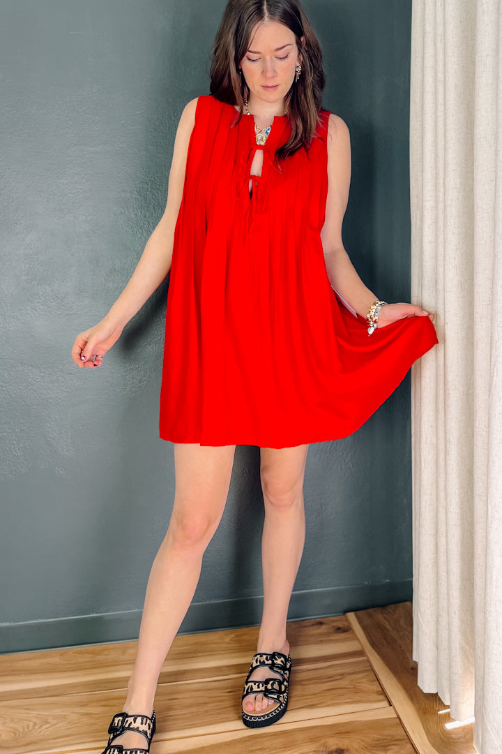 open lace back dress Red High Slit V Neck Prom Dresses, Sexy Formal Dresses, Sleeveless Gra –  morievent main image 1