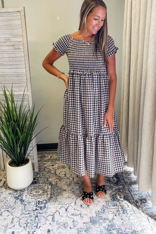 Gingham Midi Dress