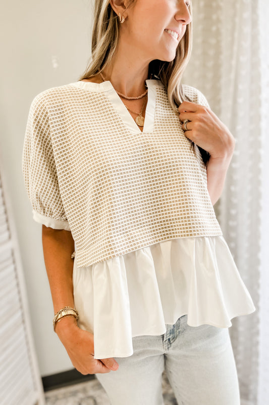 Textured Peplum Top