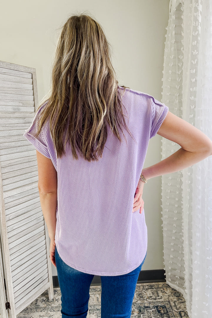 Ribbed V-Neck Top
