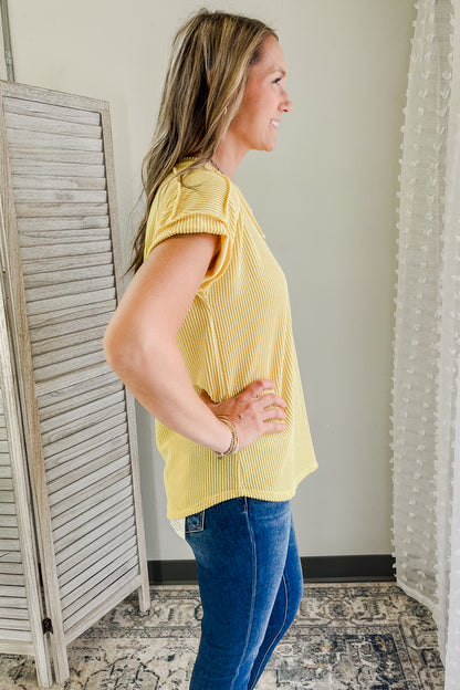 Ribbed V-Neck Top