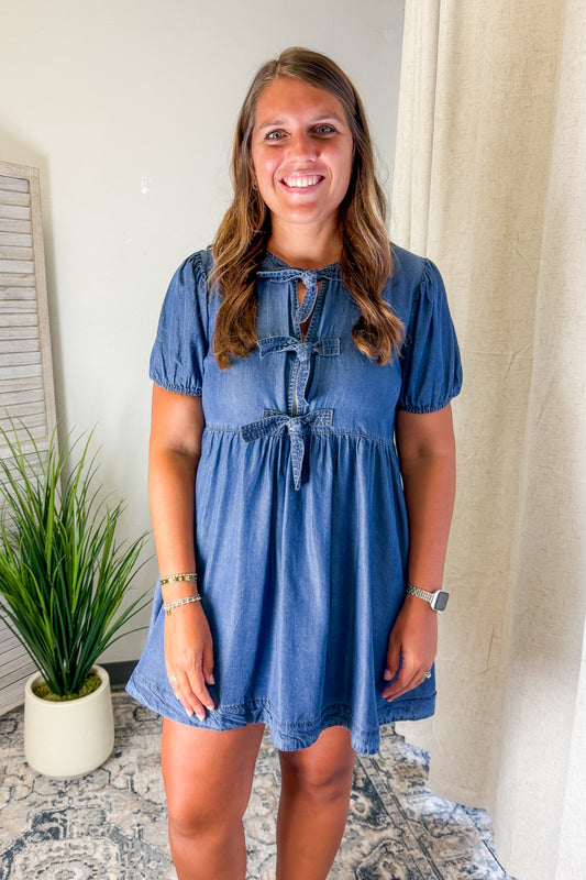 Tie Front Chambray Dress