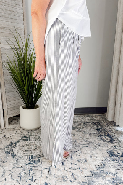 Pleated Striped Pants