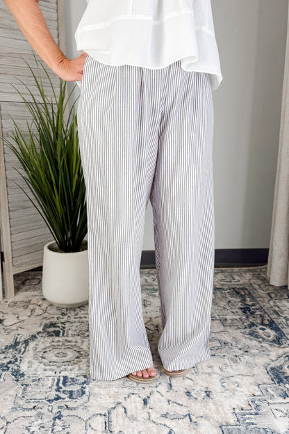Pleated Striped Pants