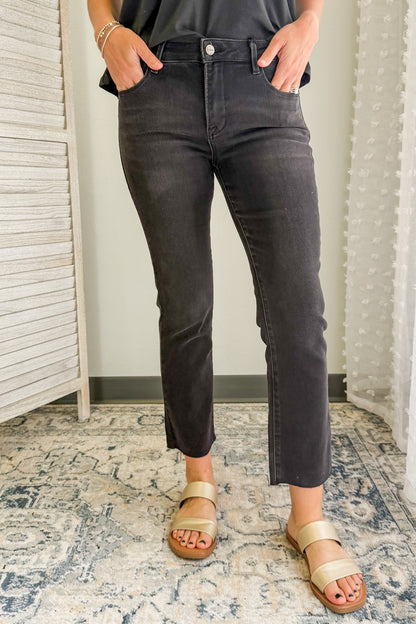 Mid Rise Straight Raw Hem