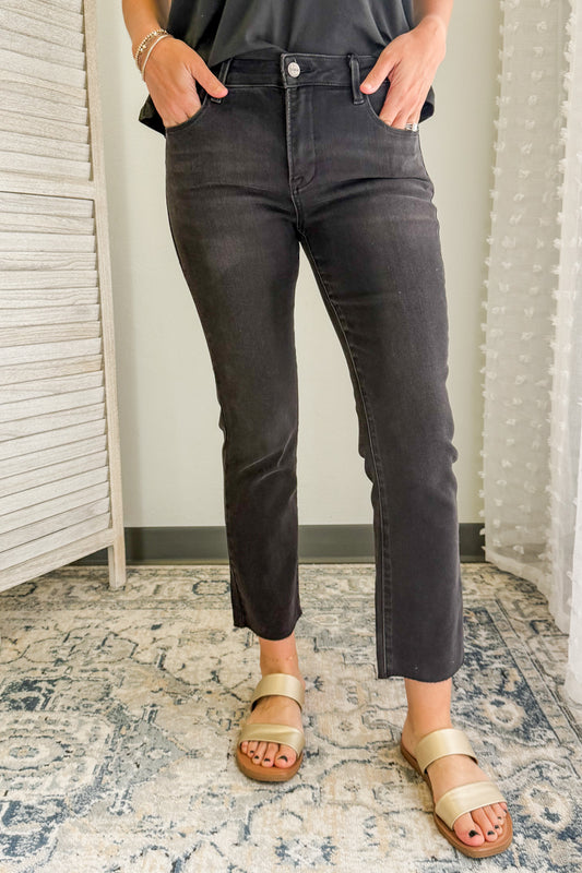Mid Rise Straight Raw Hem