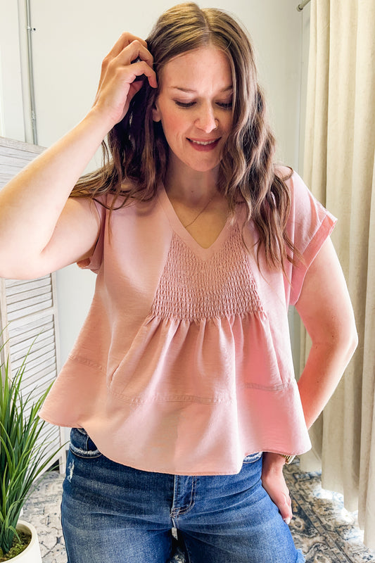 Smocked Detail Top