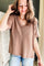 Women's flowy ribbed V-neck top with high-low hemline brown