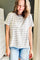Boxy striped tee with crew neckline grey