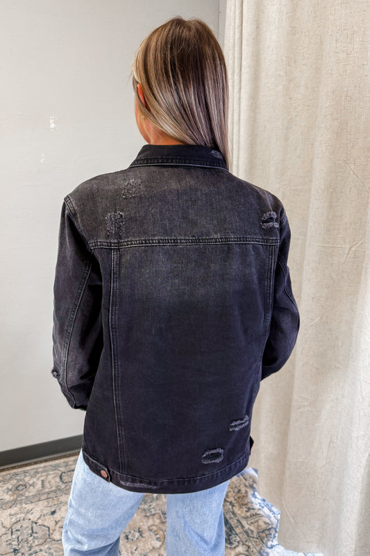Loose Distressed Denim Jacket