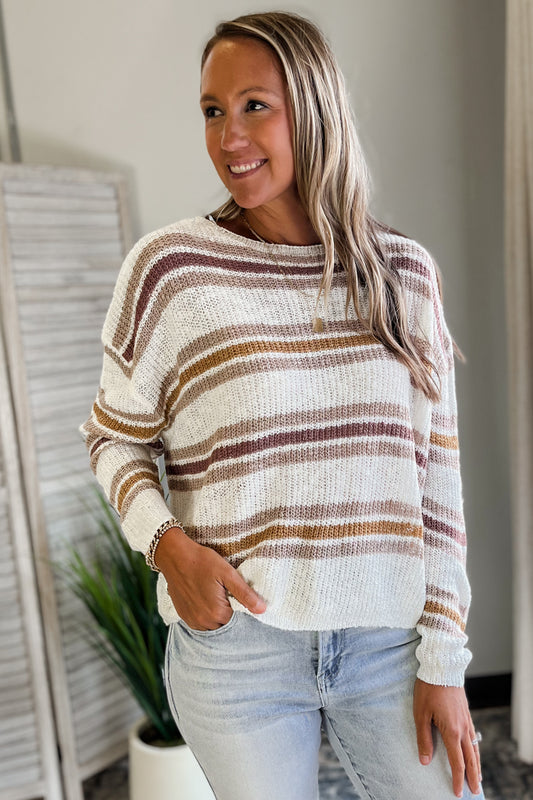 Women's lightweight tri striped sweater