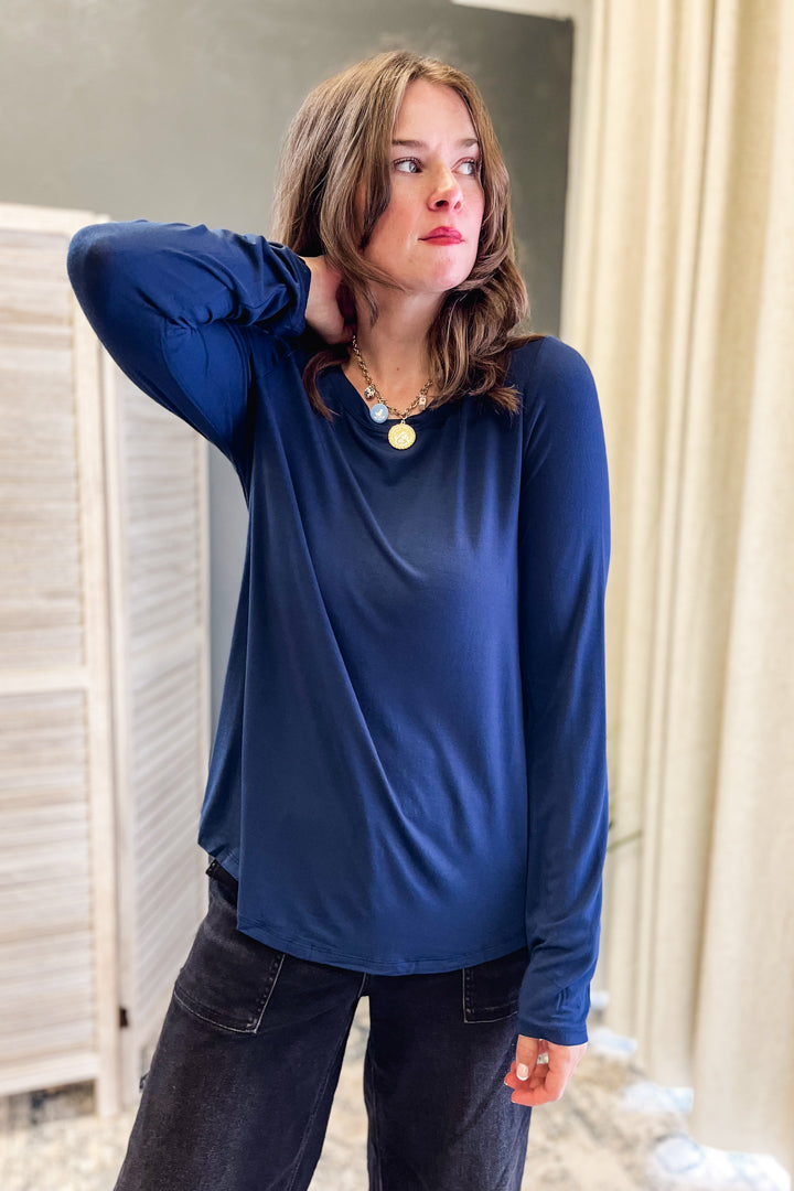 basic long sleeve tee navy