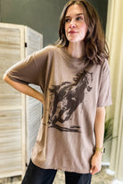running horse brown graphic tee