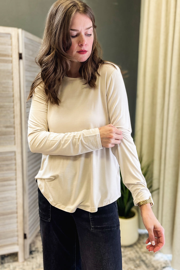 basic long sleeve tee ivory
