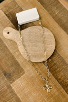 gold cross paperclip chain necklace