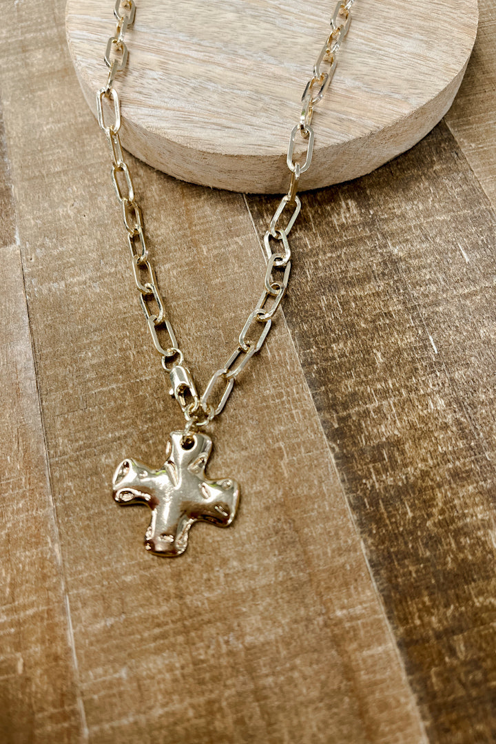 Hammered Cross Necklace