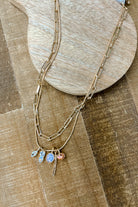 5 charm gold double layer necklace