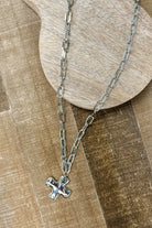 silver cross paperclip chain necklace