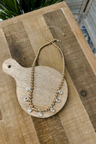 6 gem gold beaded necklace