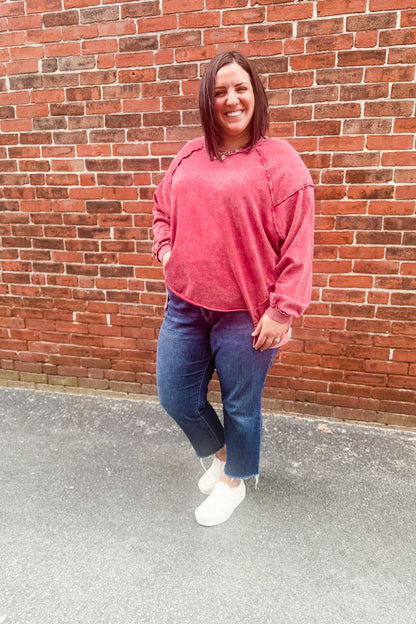 Mineral Washed Terry Knit Pullover