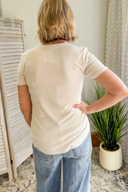 Ribbed Curved Hem Tee