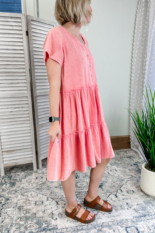 Gauze Button Dress