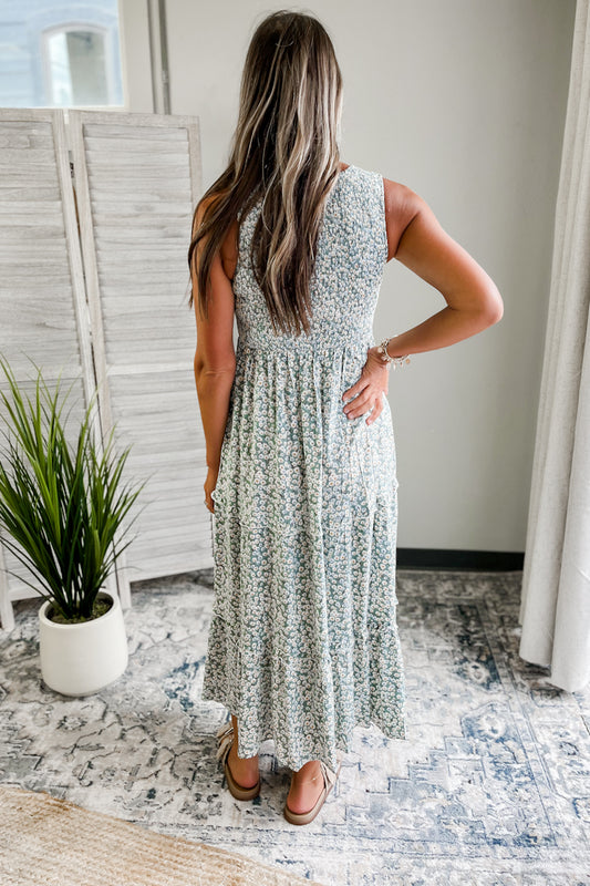 Sleeveless Smocked Floral Dress