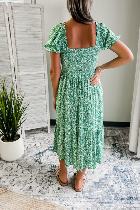 Green Tiny Floral Dress