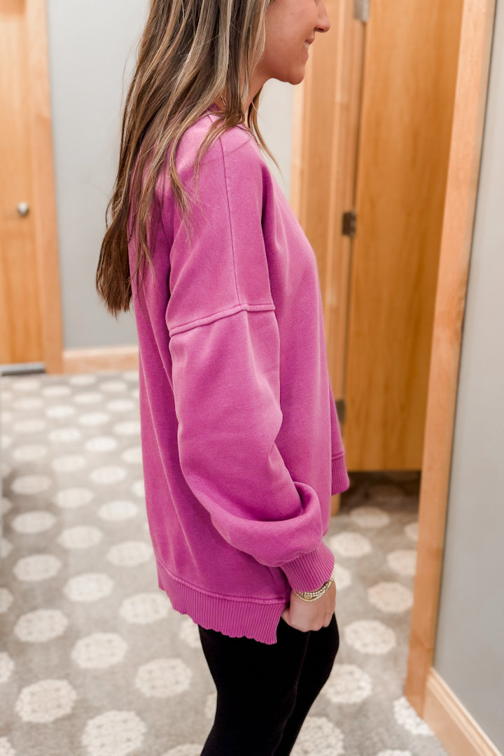 Solid Fleece Pocket Sweatshirt