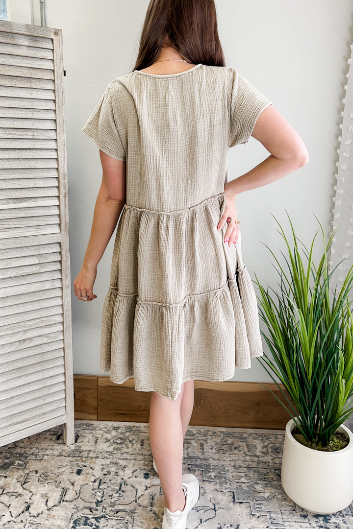 Mineral Wash Gauze Dress