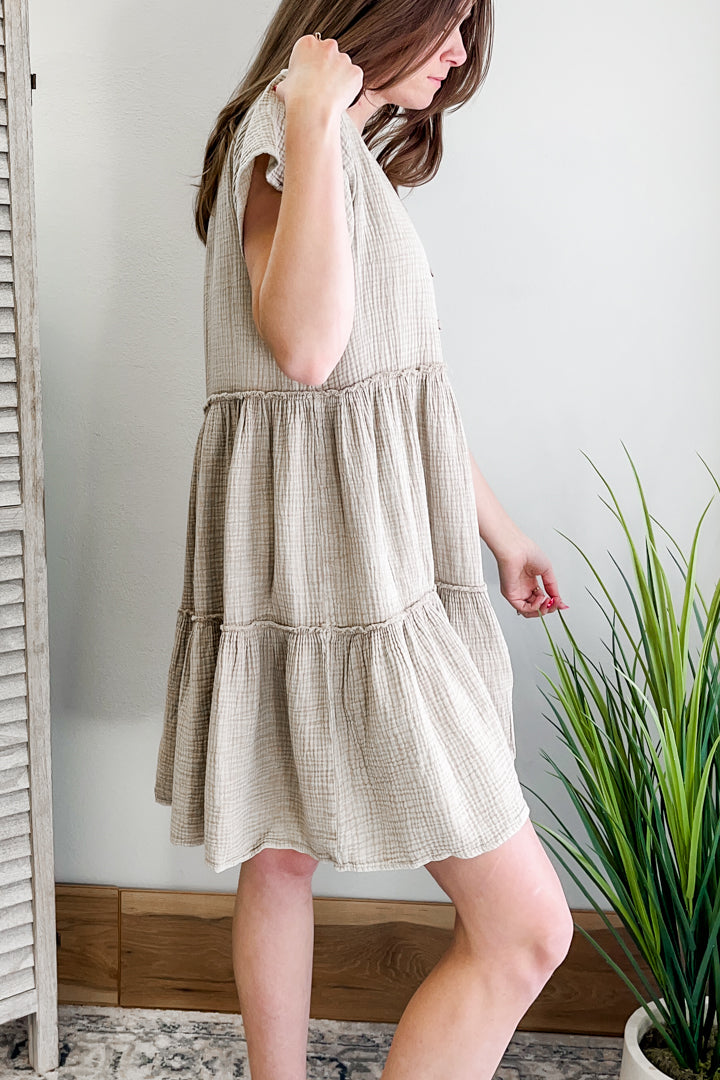 Mineral Wash Gauze Dress