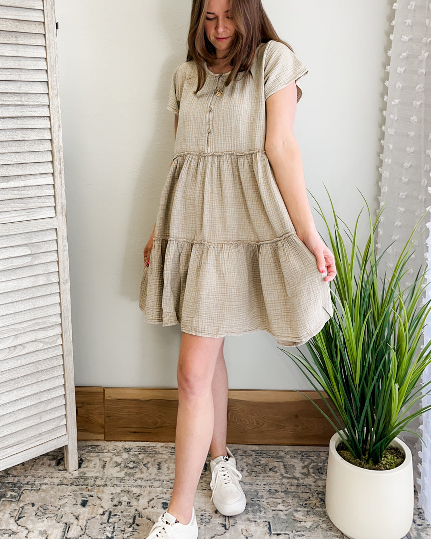 Mineral Wash Gauze Dress